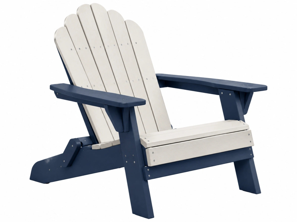 Adirondack tuinstoel 86 x 79 x 97 cm - hout blauw en gebroken wit - brede armleuningen