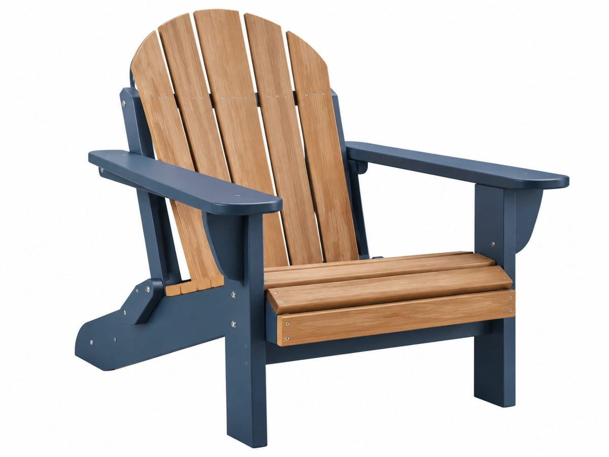 Adirondack tuinstoel 80 x 90 x 96 cm hout blauw/naturel - brede armleuningen
