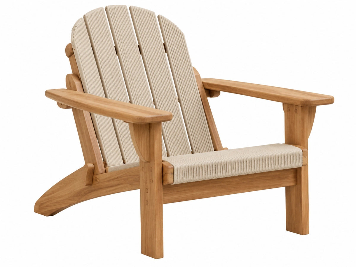 Tuinstoel 85 x 75 x 100 cm hout beige - Adirondackstijl met geweven zitting