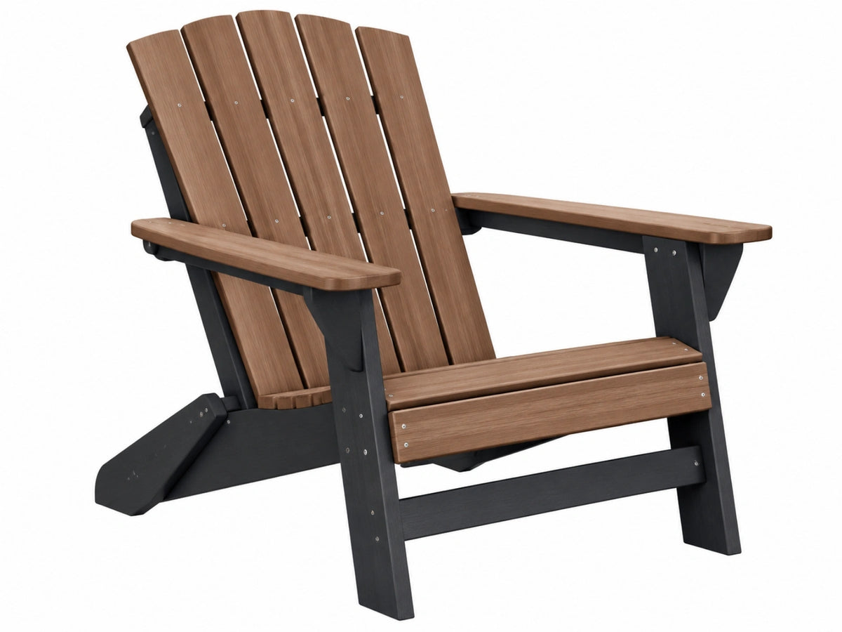Adirondack tuinstoel 83 x 78 x 98 cm kunststof bruin zwart met brede armleuningen