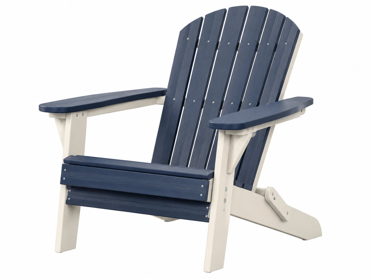 Adirondack tuinstoel 83 x 76 x 98 cm kunststof blauw/wit met hoge rugleuning