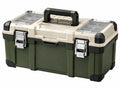 Gereedschapskist 50 x 30 x 25 cm kunststof groen/beige met organizer en draaggreep