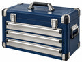 Gereedschapskist 50 x 25 x 30 cm staal blauw met 3 laden en draaggreep
