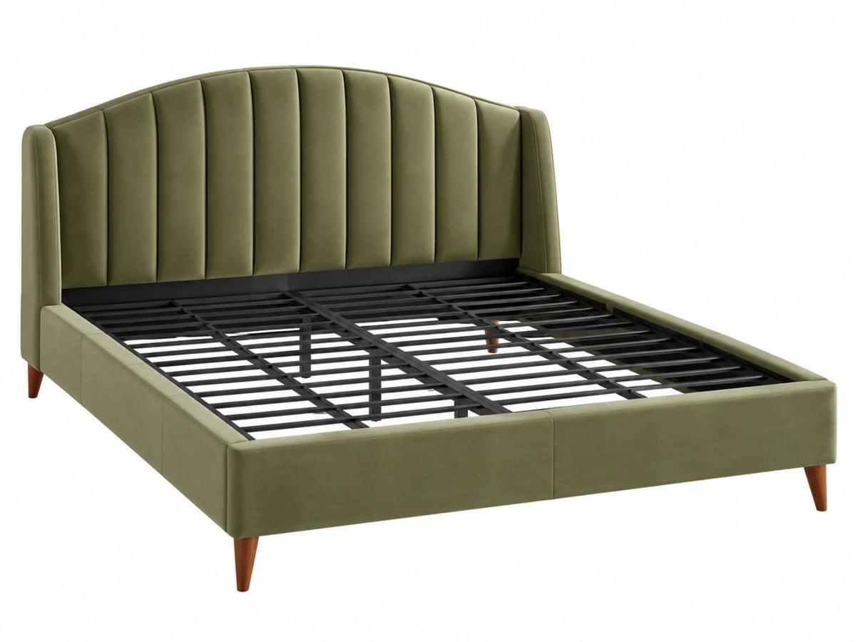 Bedframe 160 x 200 cm groen fluweel met metalen lattenbodem retro