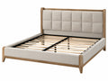Gestoffeerd bed 180 x 200 cm beige/bruin hout - lattenbodem modern