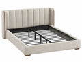 Bedframe 160 x 200 cm beige stof met metalen lattenbodem modern