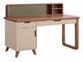 Bureau 140 x 60 x 110 cm hout beige/bruin/groen met opbergruimte
