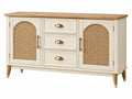 Dressoir 140 x 40 x 80 cm hout en rotan crème naturel opbergkast