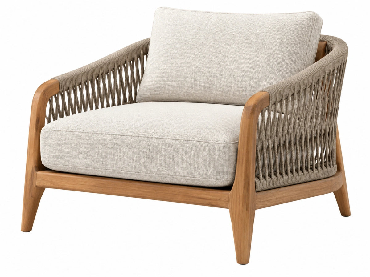 Fauteuil 85 x 80 x 80 cm houten frame beige gevlochten modern